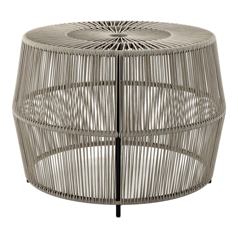 Muse & Lounge Co. Meja Wicker / Rattan Round Outdoor Coffee Table in Gray