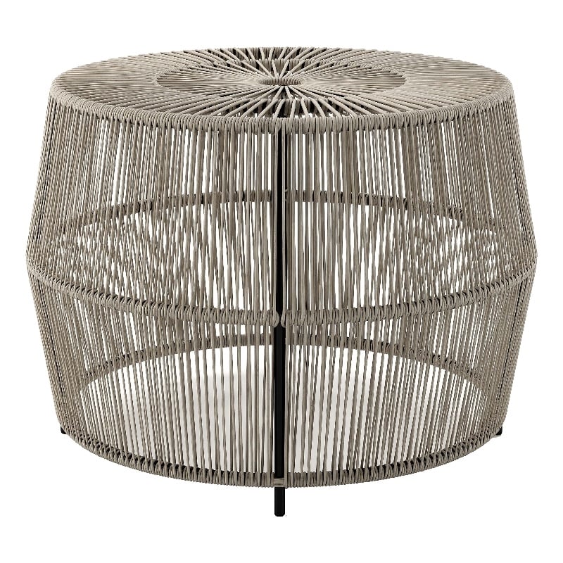 Muse & Lounge Co. Meja Wicker / Rattan Round Outdoor Coffee Table in Gray
