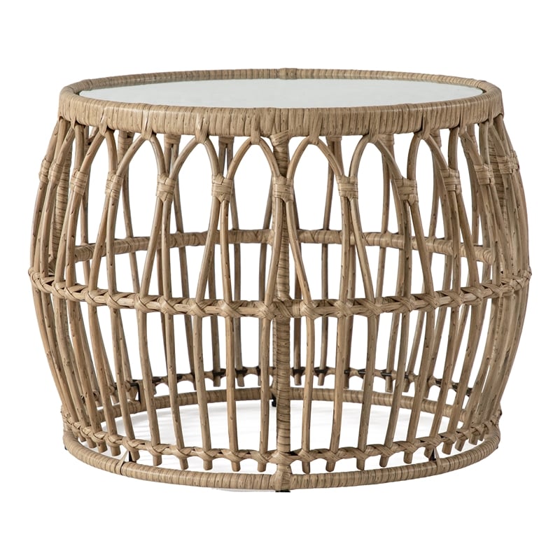 Muse & Lounge Co. Serene Wicker / Rattan Round Outdoor Coffee Table in Natural