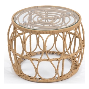 Muse & Lounge Co. Serene Wicker / Rattan Round Outdoor Coffee Table in Natural
