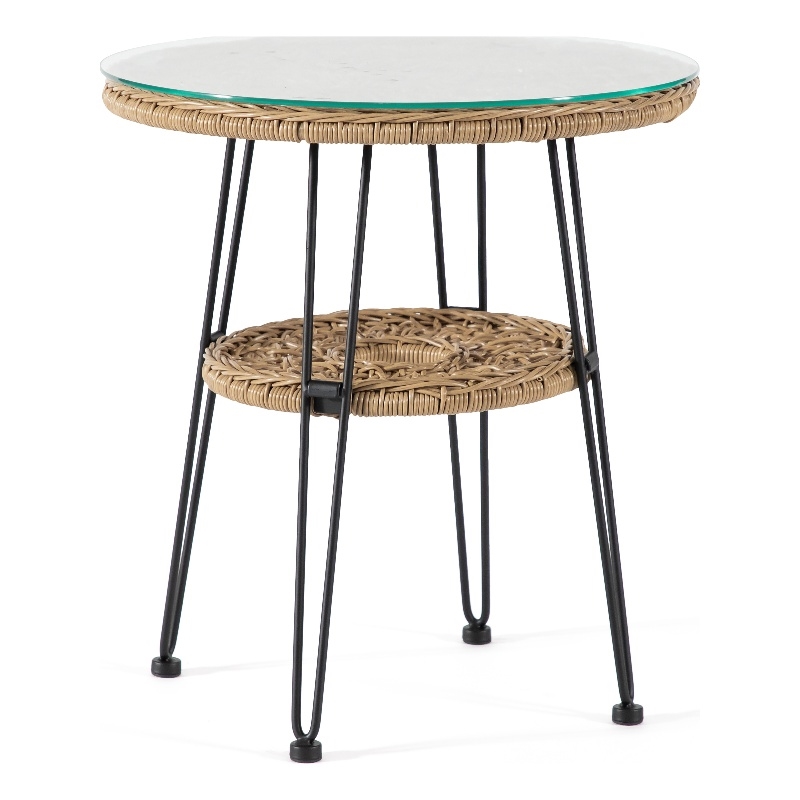 Muse & Lounge Co. Serene Wicker / Rattan Round Outdoor Coffee Table in Natural