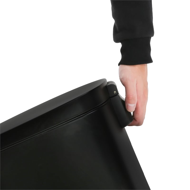 FOA Ament 13 Gallon Stainless Steel Step Foot Pedal Trash Can in Black