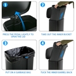 FOA Ament 13 Gallon Stainless Steel Step Foot Pedal Trash Can in Black
