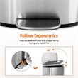 FOA Ament 13 Gallon Stainless Steel Step Foot Pedal Trash Can in Silver