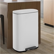 FOA Ament 13 Gallon Stainless Steel Step Foot Pedal Trash Can in White