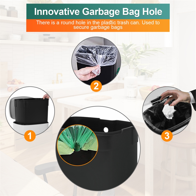 FOA Ament 13 Gallon Stainless Steel Step Foot Pedal Trash Can in White