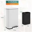FOA Ament 13 Gallon Stainless Steel Step Foot Pedal Trash Can in White