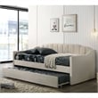 Furniture of America Koon Fabric Upholstered Daybed with Trundle in Beige