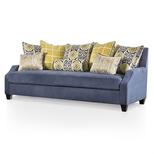 Furniture of America Moin Fabric Upholstered Track Arm Upholstered Sofa in Navy