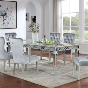 Furniture of America Eenro Fabric 5-Piece Dining Set in Silver and Dark Gray