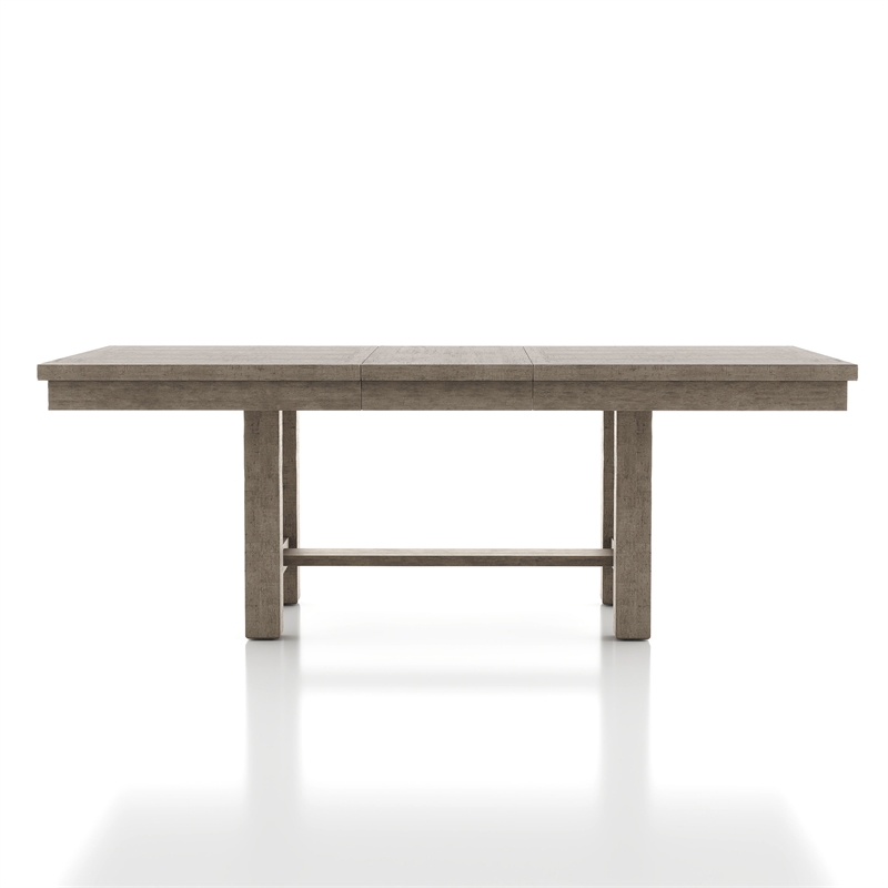 Furniture of America Atola Rustic Wood Trestle Expandable Dining Table in Gray
