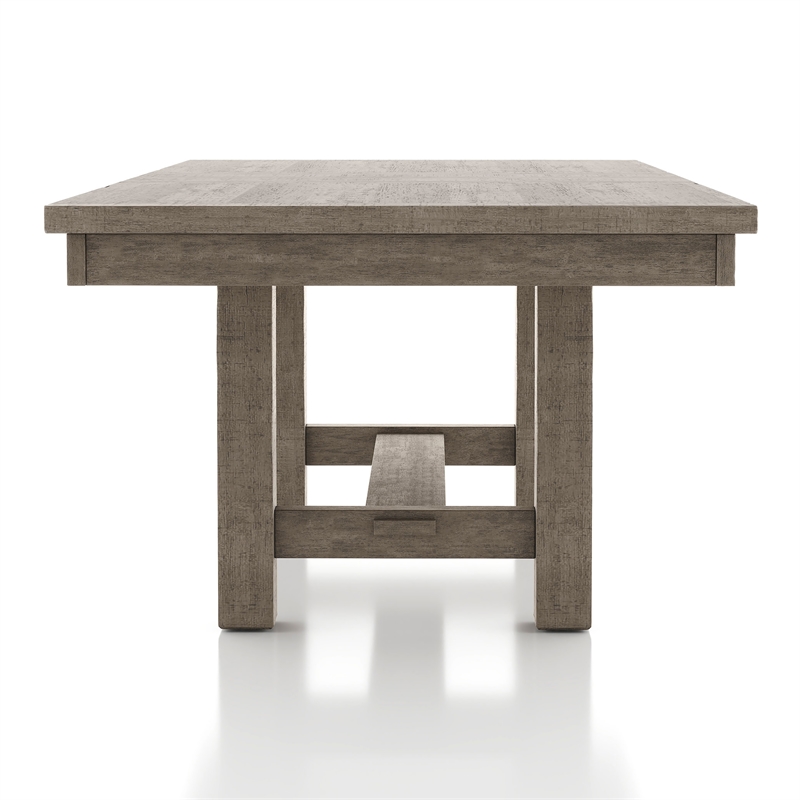 Furniture of America Atola Rustic Wood Trestle Expandable Dining Table in Gray