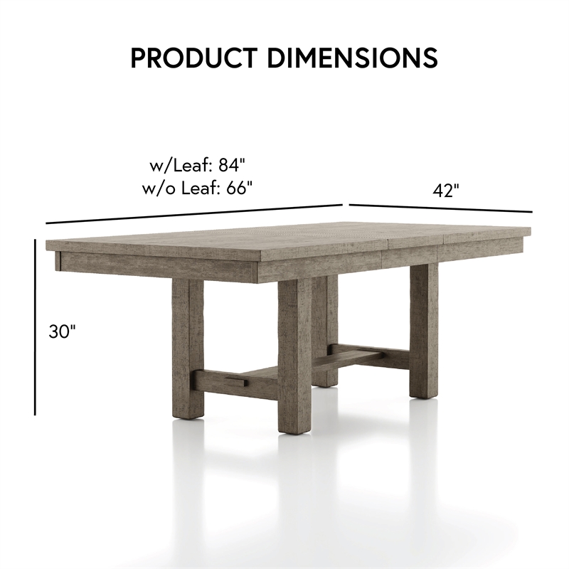 Furniture of America Atola Rustic Wood Trestle Expandable Dining Table in Gray