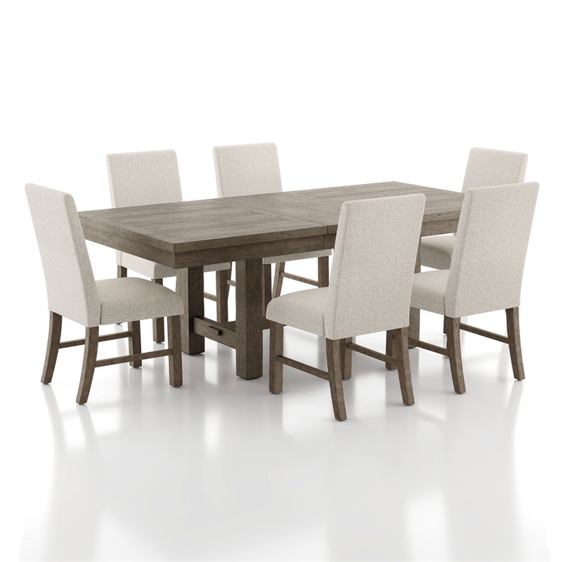 Furniture of America Atola Rustic Wood 7-Piece Dining Set in Gray