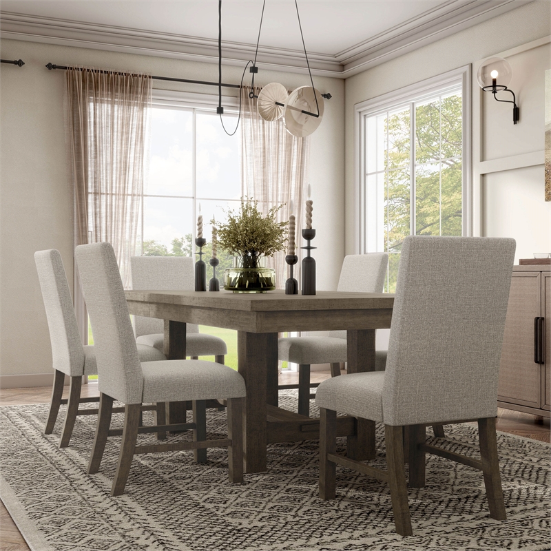 Furniture of America Atola Rustic Wood 7-Piece Dining Set in Gray