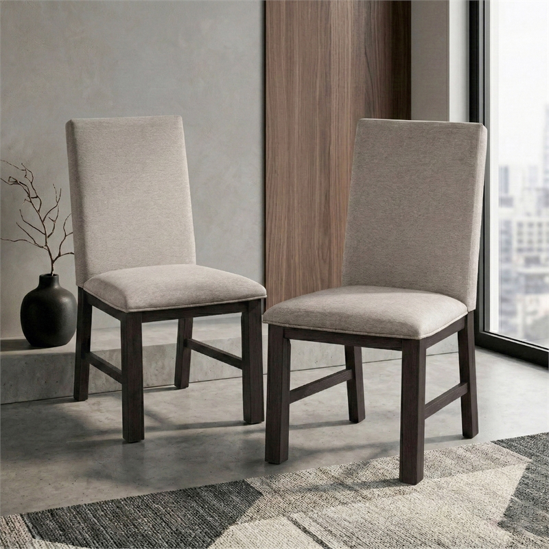Furniture of America Leen Fabric Upholstered Side Chairs in Black (Set of 2)