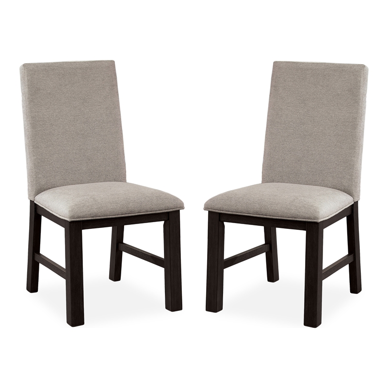 Furniture of America Leen Fabric Upholstered Side Chairs in Black (Set of 2)