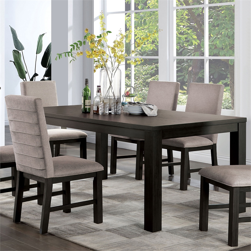 Furniture of America Leen Wood 5-Piece Dining Set in Antique Black and Gray