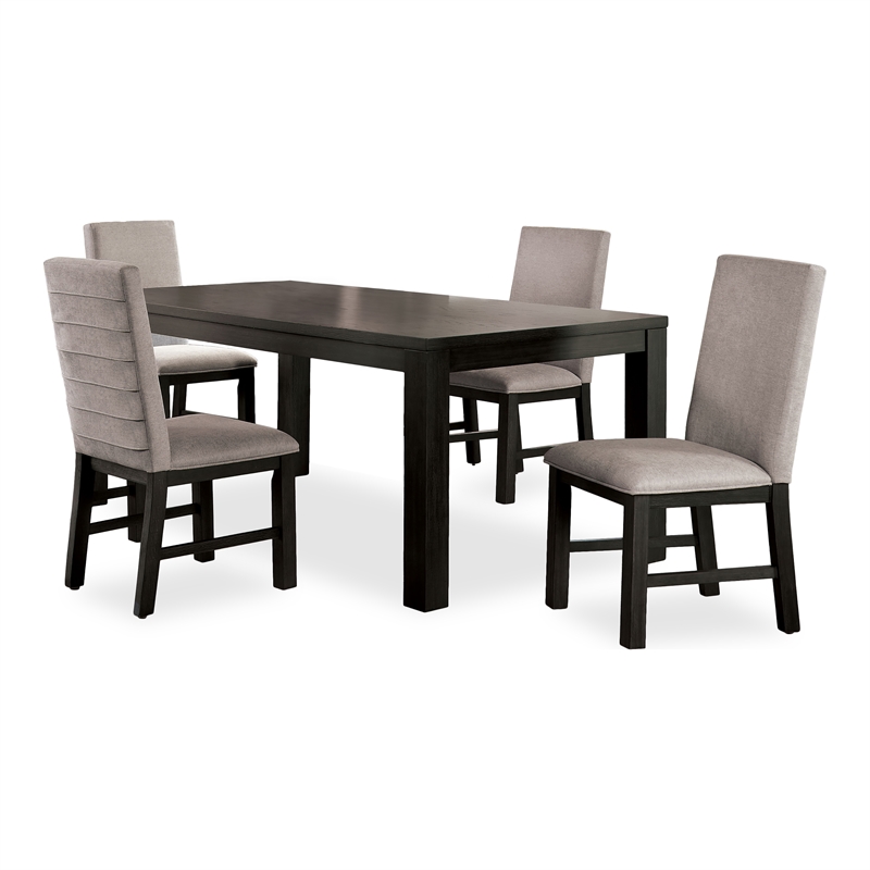 Furniture of America Leen Wood 5-Piece Dining Set in Antique Black and Gray