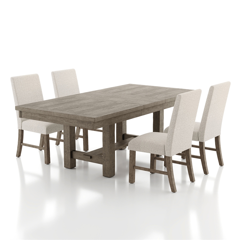 Furniture of America Atola Rustic Wood 5-Piece Dining Set in Gray