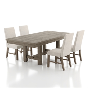Furniture of America Atola Rustic Wood 5-Piece Dining Set in Gray