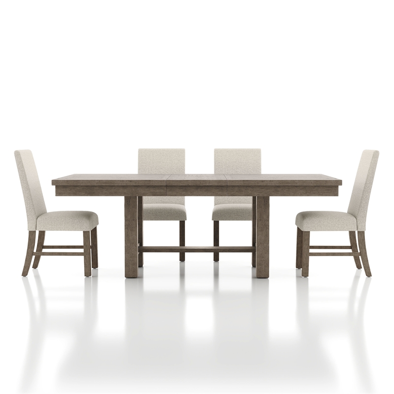 Furniture of America Atola Rustic Wood 5-Piece Dining Set in Gray
