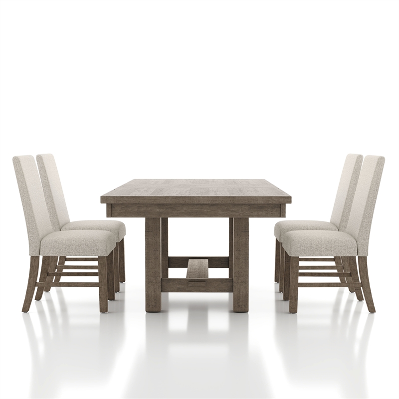Furniture of America Atola Rustic Wood 5-Piece Dining Set in Gray