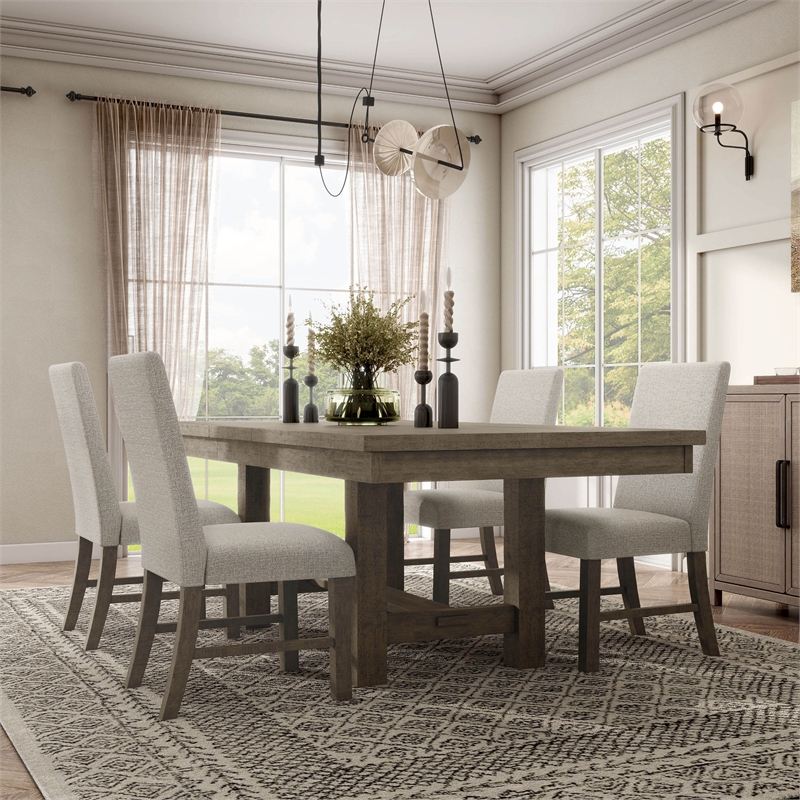 Furniture of America Atola Rustic Wood 5-Piece Dining Set in Gray