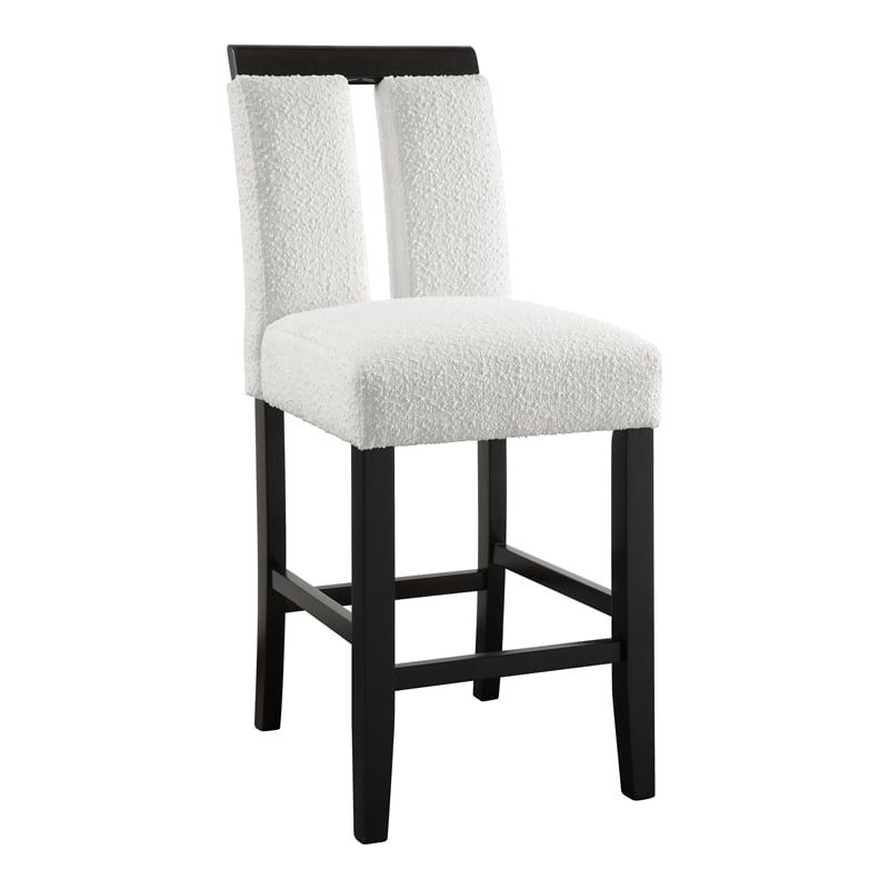 Furniture of America Prat Fabric Upholstered Counter Chairs in Black (Set of 2)