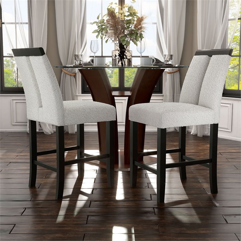 Furniture of America Prat Fabric Upholstered Counter Chairs in Black (Set of 2)