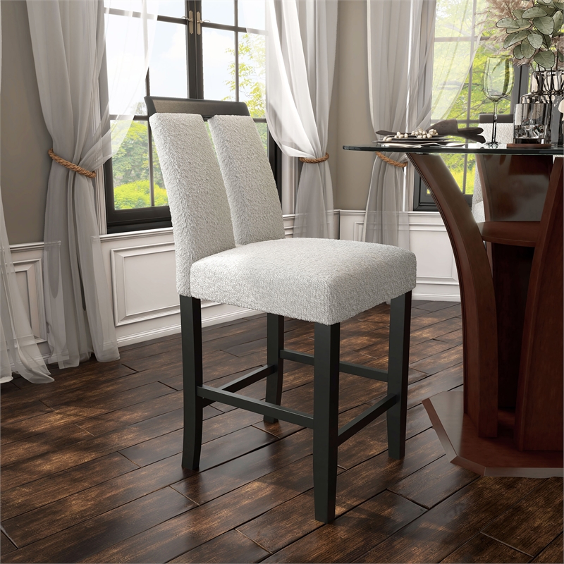Furniture of America Prat Fabric Upholstered Counter Chairs in Black (Set of 2)
