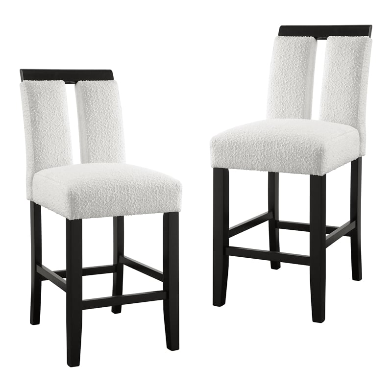 Furniture of America Prat Fabric Upholstered Counter Chairs in Black (Set of 2)
