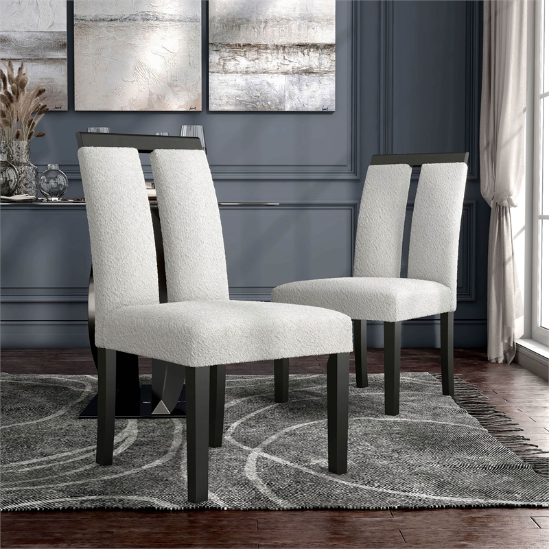 Furniture of America Prat Fabric Upholstered Side Chairs in Black (Set of 2)