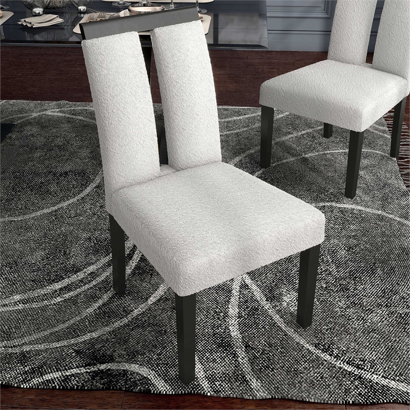 Furniture of America Prat Fabric Upholstered Side Chairs in Black (Set of 2)