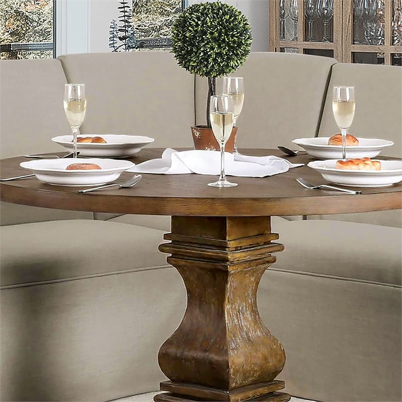 Furniture of America Dokka Fabric Upholstered Corner Chair in Beige