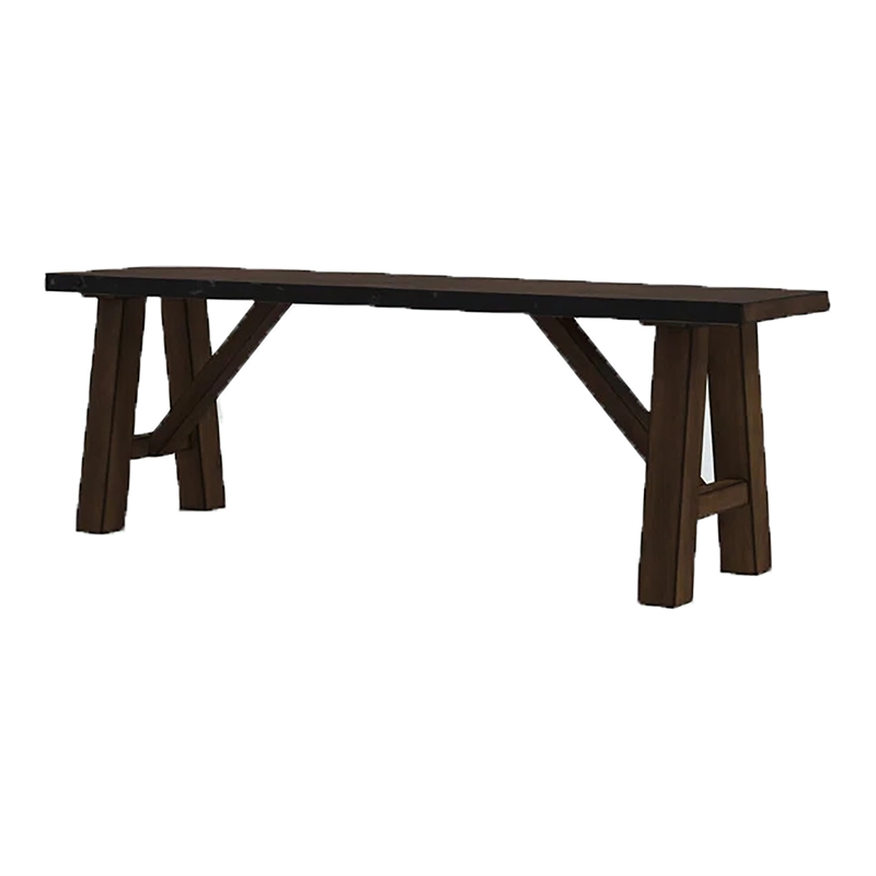 Furniture of America Drivet Rustic Wood Rectangle Dining Bench in Walnut