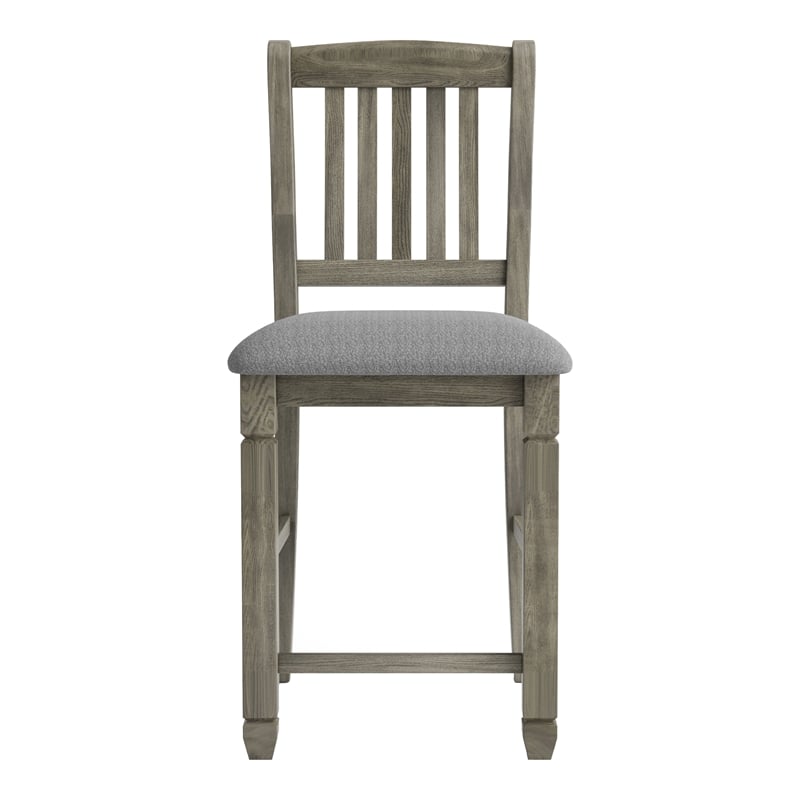 Furniture of America Wuor Wood Padded Counter Chairs in Gray (Set of 2)