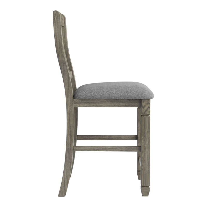 Furniture of America Wuor Wood Padded Counter Chairs in Gray (Set of 2)