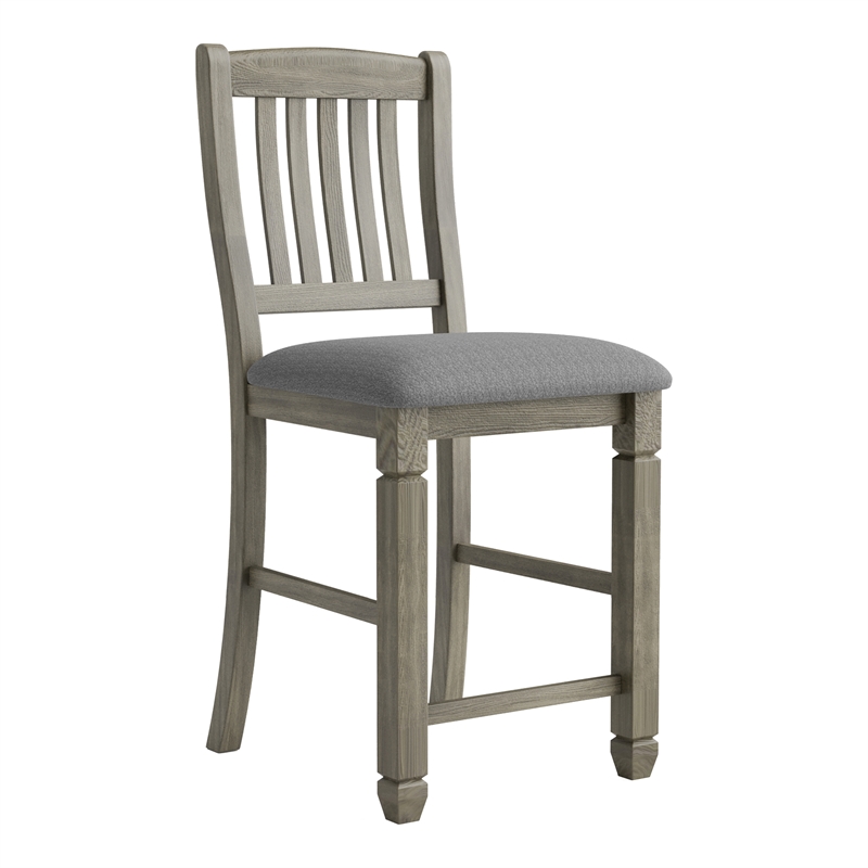 Furniture of America Wuor Wood Padded Counter Chairs in Gray (Set of 2)