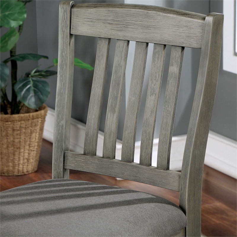 Furniture of America Wuor Wood Padded Counter Chairs in Gray (Set of 2)