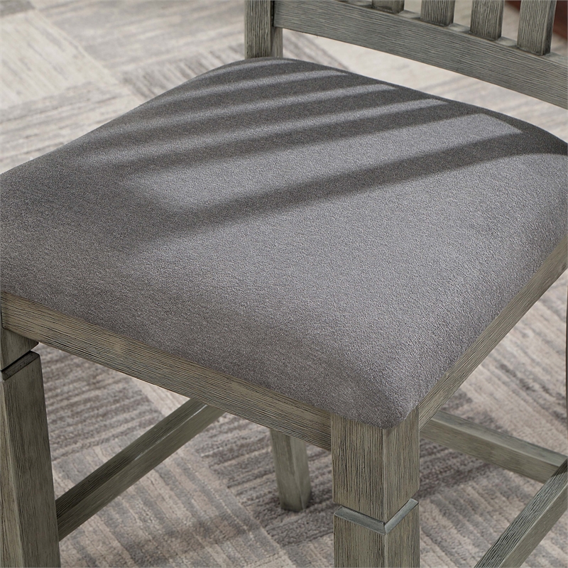 Furniture of America Wuor Wood Padded Counter Chairs in Gray (Set of 2)
