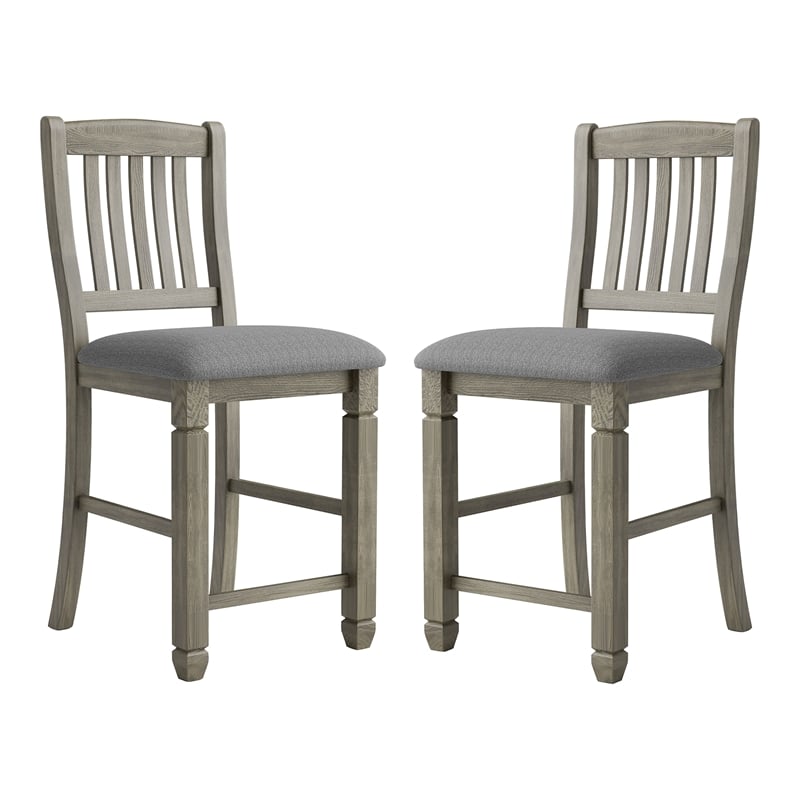 Furniture of America Wuor Wood Padded Counter Chairs in Gray (Set of 2)