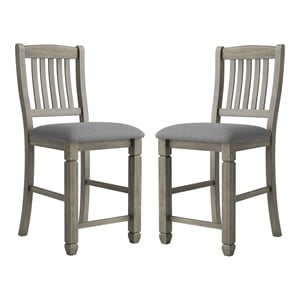 Furniture of America Wuor Wood Padded Counter Chairs in Gray (Set of 2)