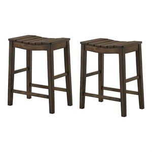 Furniture of America Niem Wood Counter Height Stools in Dark Oak (Set of 2)