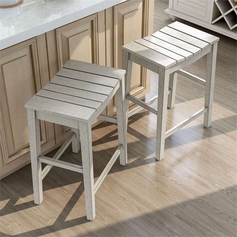 Furniture of America Niem Wood Counter Height Stools in White (Set of 2)