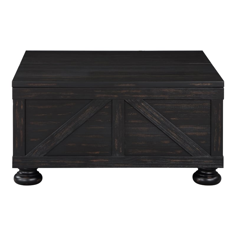 Furniture of America Zula Wood Hidden Storage Coffee Table in Black