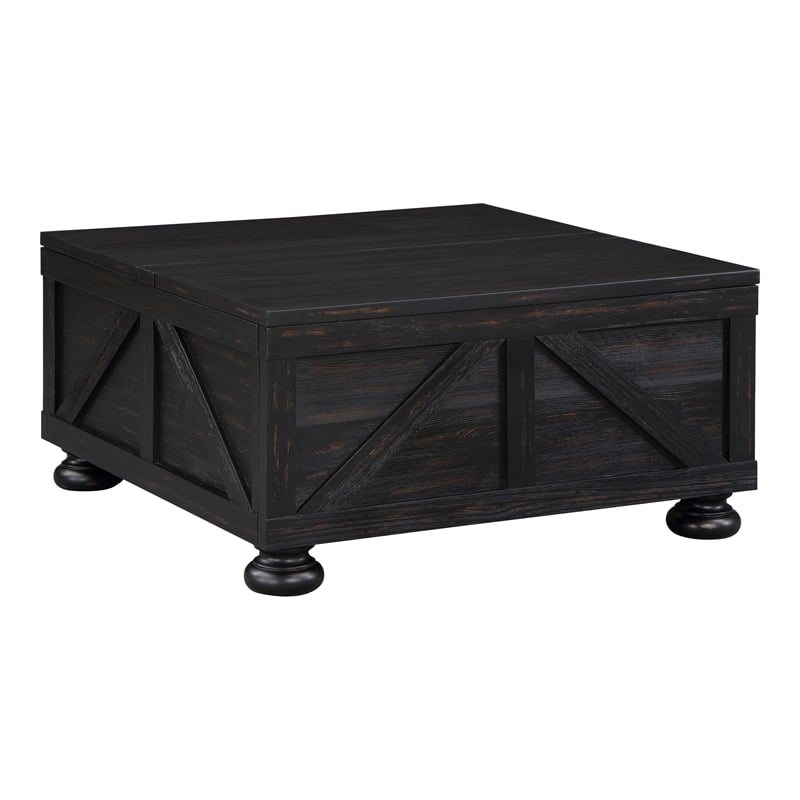 Furniture of America Zula Wood Hidden Storage Coffee Table in Black