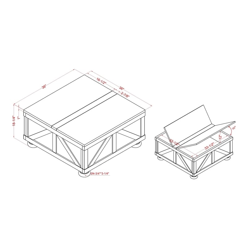 Furniture of America Zula Wood Hidden Storage Coffee Table in Gray