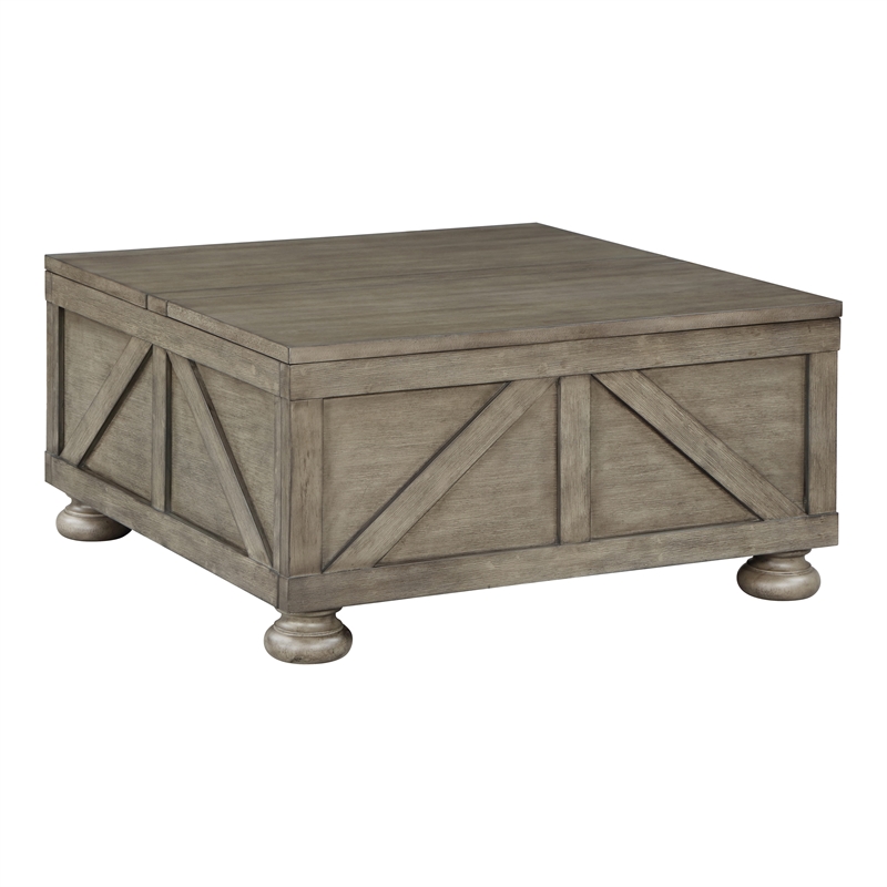 Furniture of America Zula Wood Hidden Storage Coffee Table in Gray