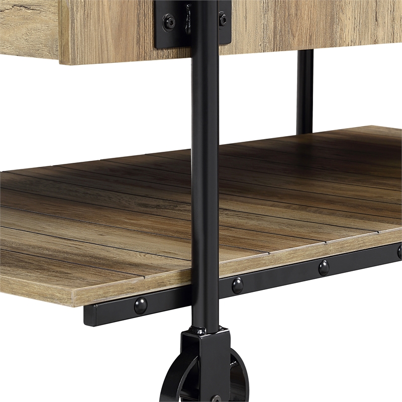 Furniture of America Acres Wood Rustic Oak 2-Piece Coffee Table Set with Wheels